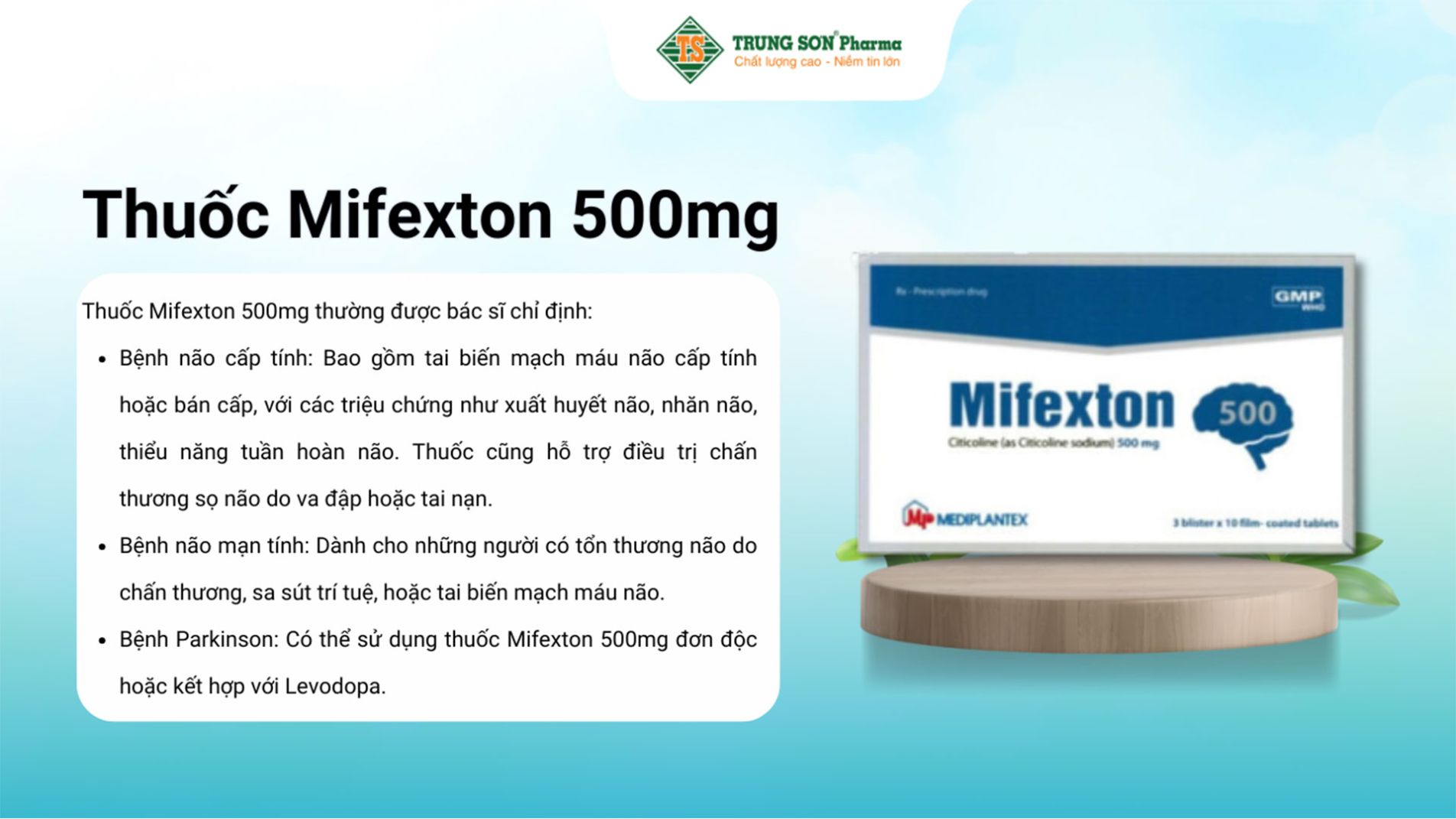 Thuốc Mifexton 500mg điều trị sa sút trí tuệ, tai biến mạch máu não