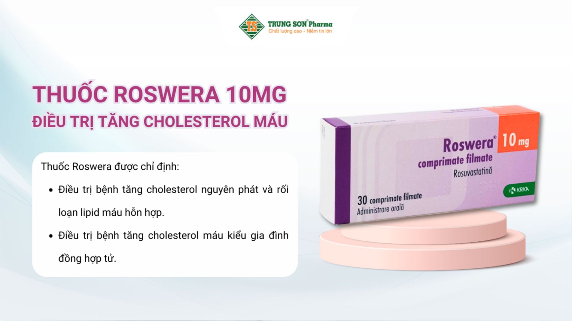 Thuốc Roswera 10mg điều trị tăng cholesterol máu