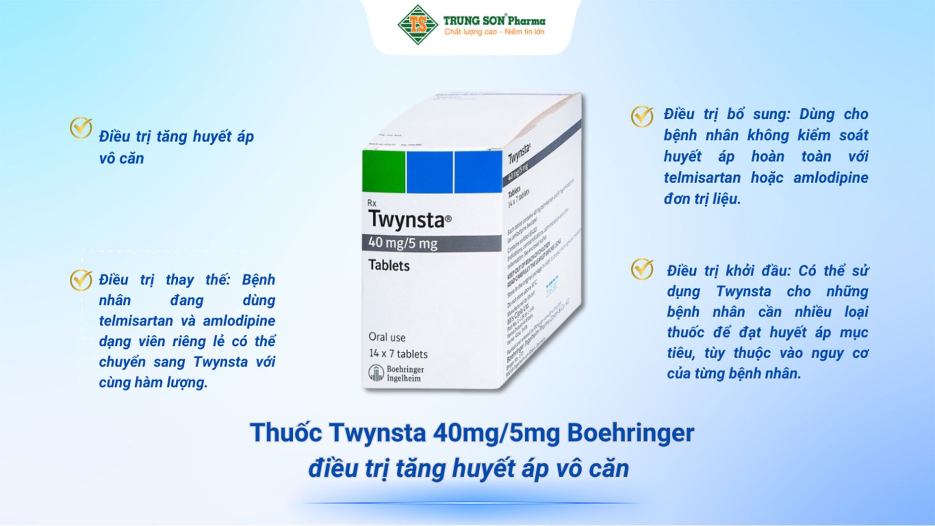 Thuốc Twynsta 40mg/5mg Boehringer điều trị tăng huyết áp vô căn