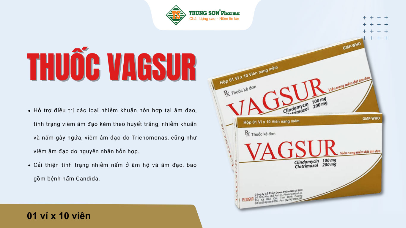 Thuốc Vagsur điều trị nấm âm đạo