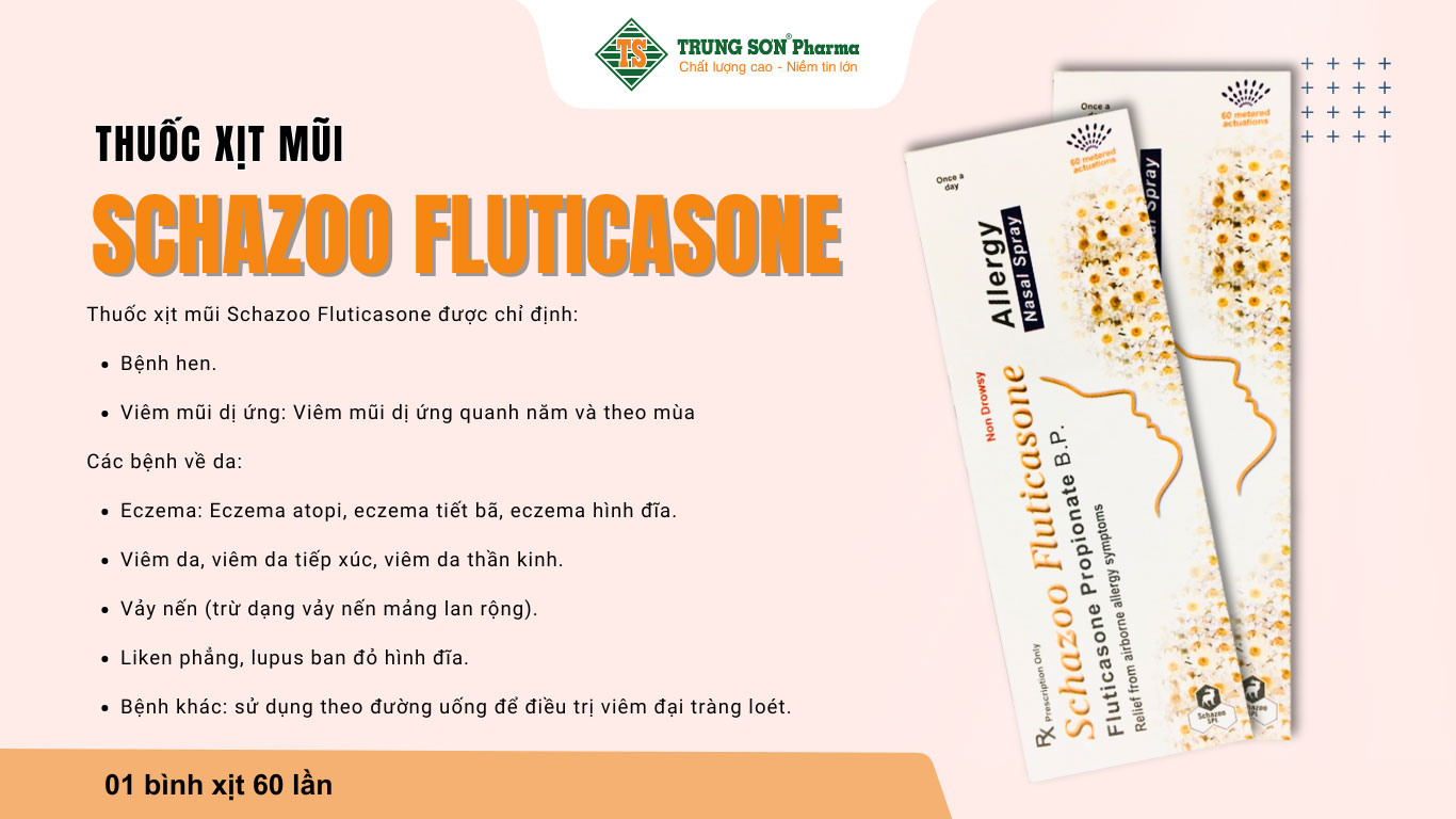 Thuốc xịt mũi Schazoo Fluticasone điều trị chứng viêm mũi dị ứng