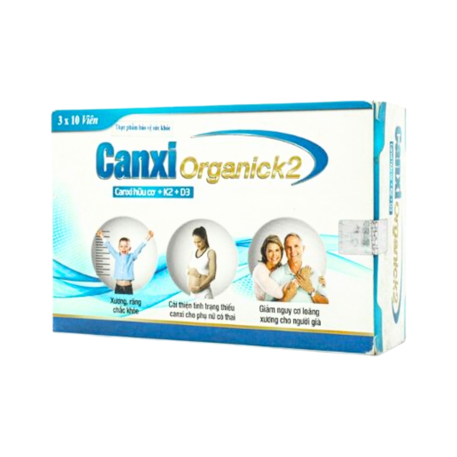 Thực phẩm bảo vệ sức khỏe Canxi Organic K2 bổ sung canxi và Vitamin D (Hộp 30 viên)