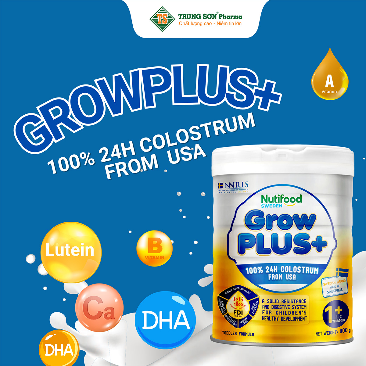 Sữa bột GrowPLUS 1+ Sữa non vàng 800g