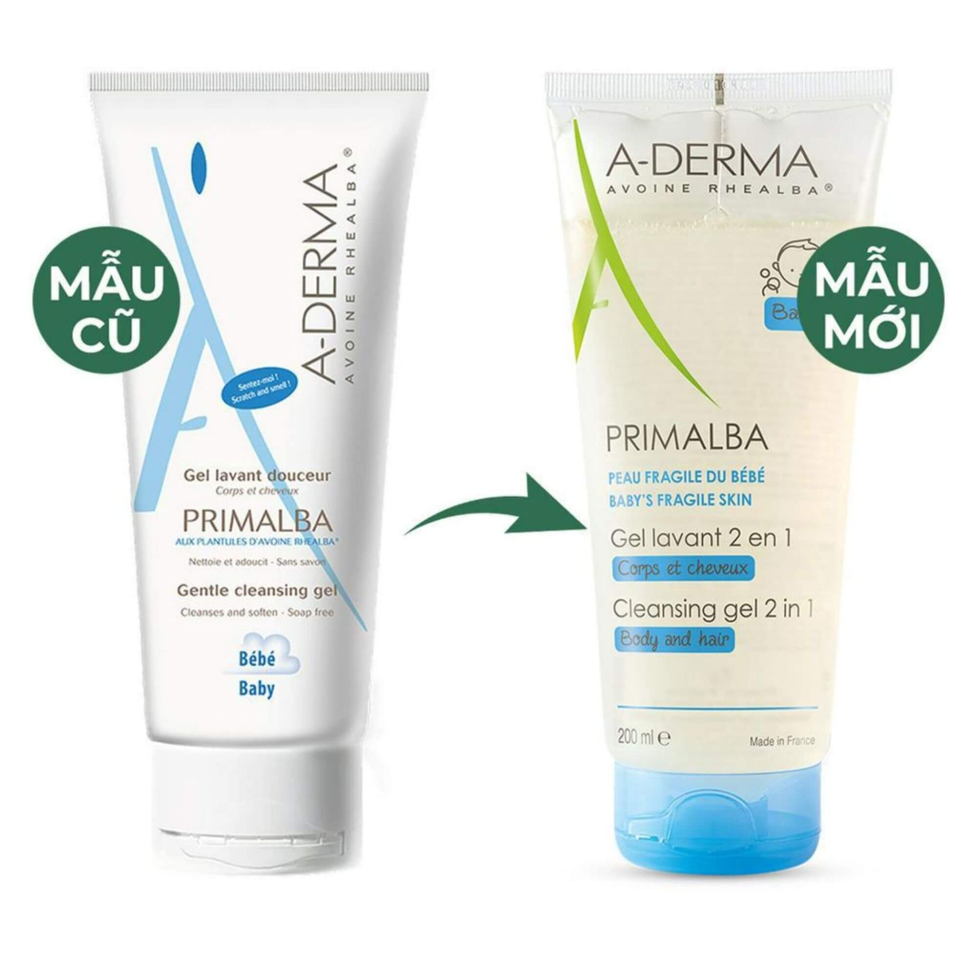 Sữa tắm gội A-Derma Primalba 2in1 – Dịu nhẹ cho da bé, không cay mắt