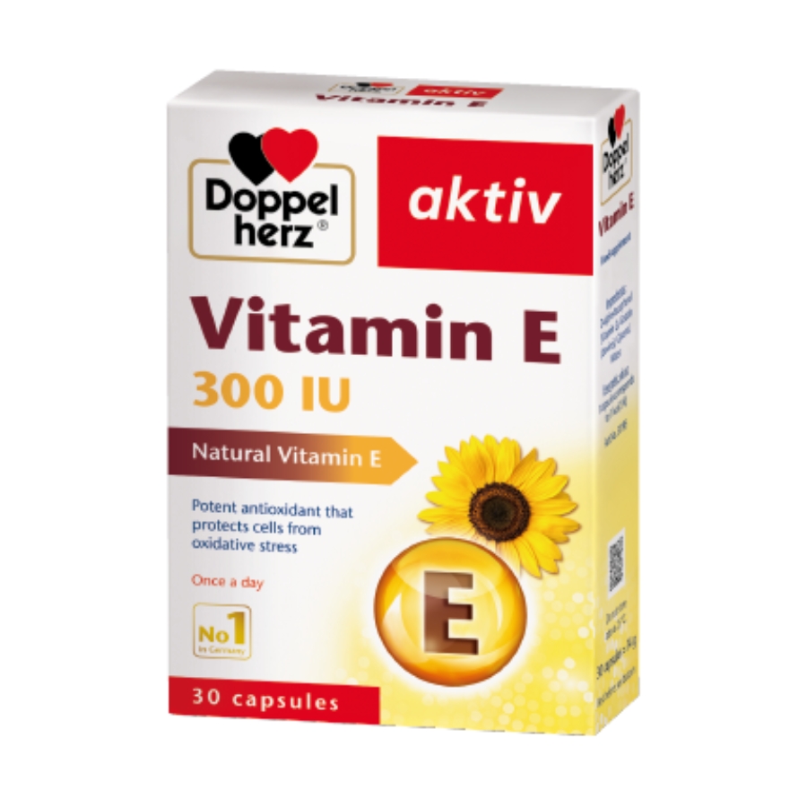 Doppelherz Aktiv Vitamin E - Bảo vệ da, làm chậm quá trình lão hoá (Hộp 30 viên)