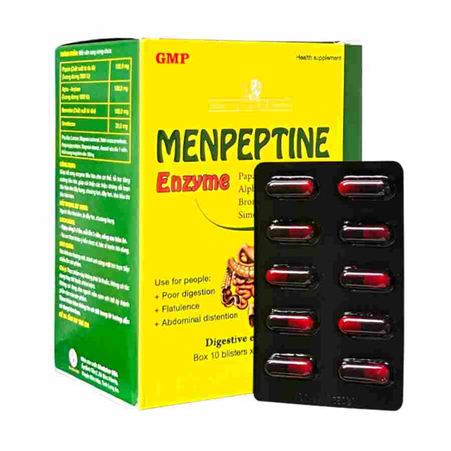 Menpepine Enzyme - Giảm đầy bụng, khó tiêu, cải thiện hệ tiêu hoá (Hộp 100 viên)