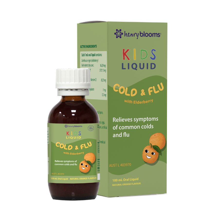 Henry Blooms Kids Liquid Cold and Flu với Elderberry