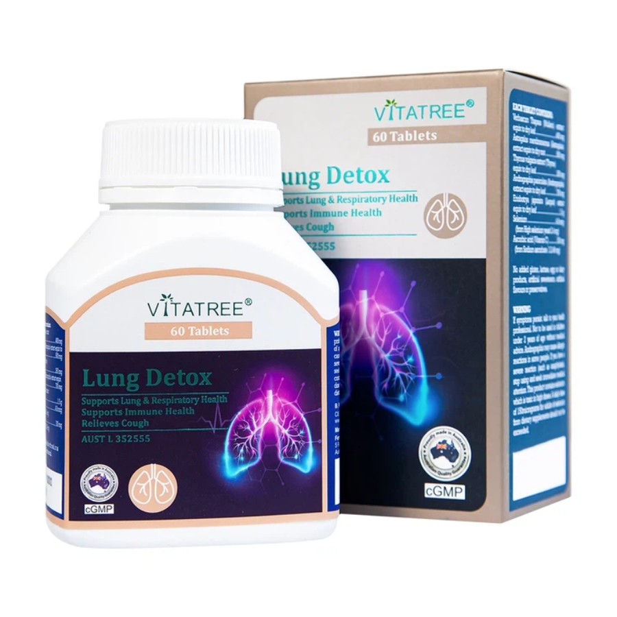 Viên uống Vitatree Lung Detox hỗ trợ giảm ho, bảo vệ đường hô hấp - Hộp 60 viên