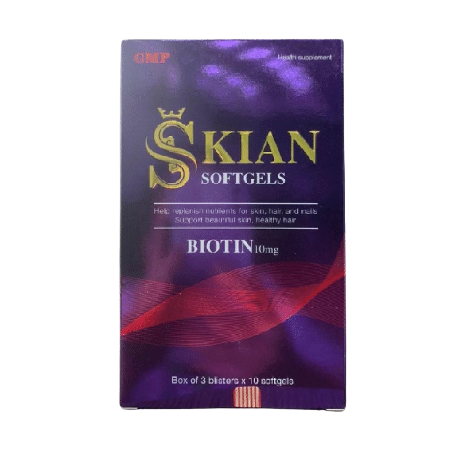 Viên uống L-Cysteine Biotin Skian Softgels bổ sung dưỡng chất cho da, tóc, móng (Hộp 30 viên)