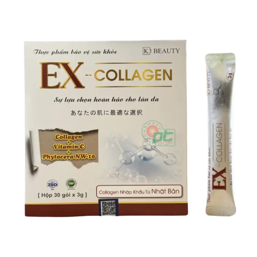 Bột uống Ex Collagen tăng độ đàn hồi và sức sống cho làn da (Hộp 30 gói)