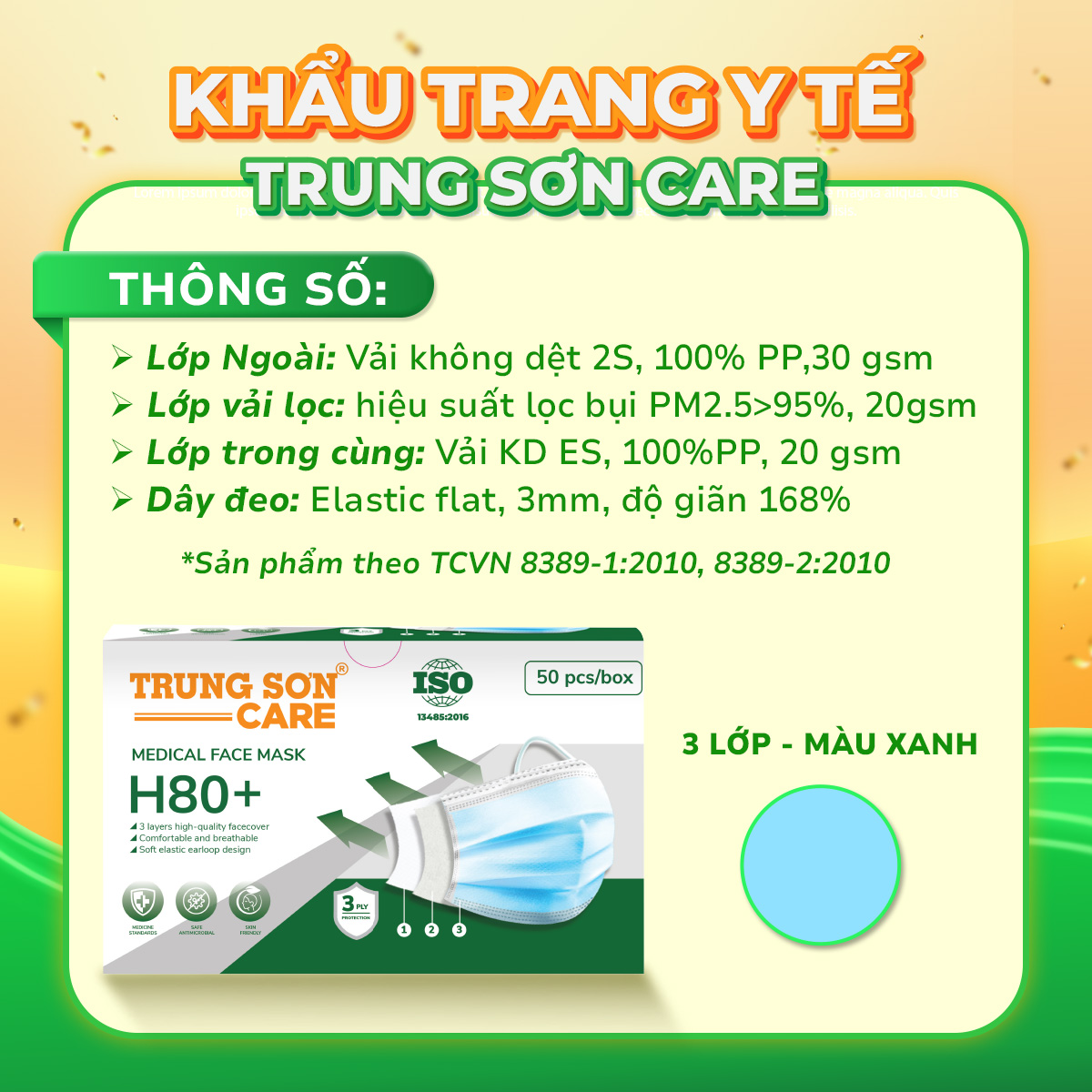 Khẩu Trang Y Tế Trung Sơn Care (Hộp 50 cái)
