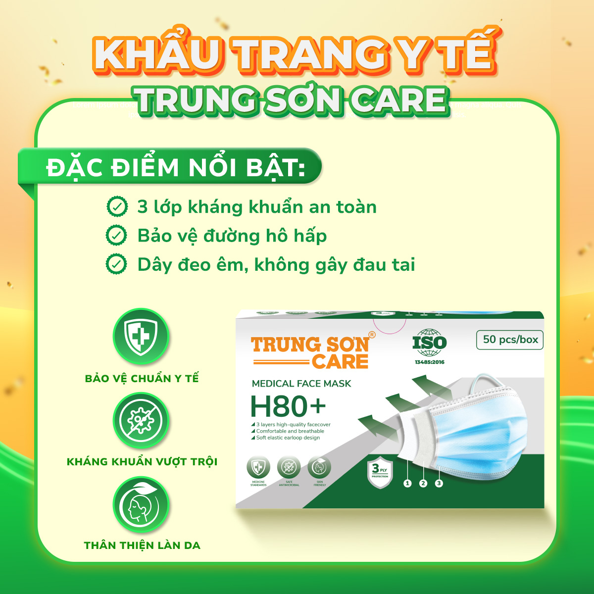 Khẩu Trang Y Tế Trung Sơn Care (Hộp 50 cái)
