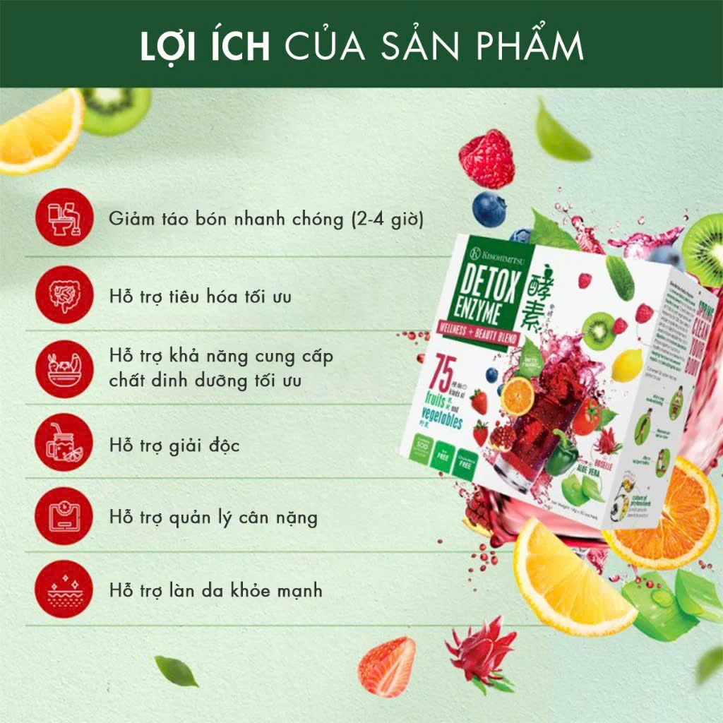 Bột uống thải độc, kiểm soát cân nặng Kinohimitsu Detox Enzyme