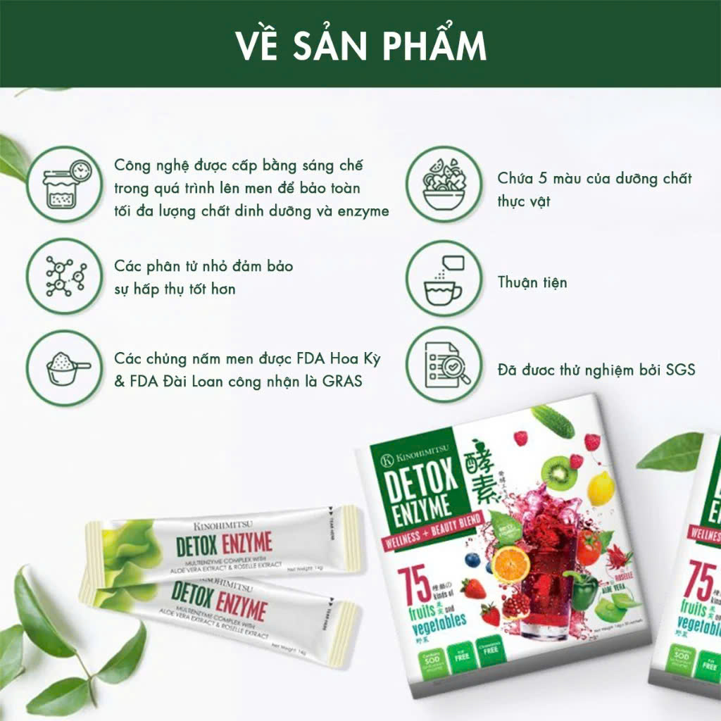 Bột uống thải độc, kiểm soát cân nặng Kinohimitsu Detox Enzyme