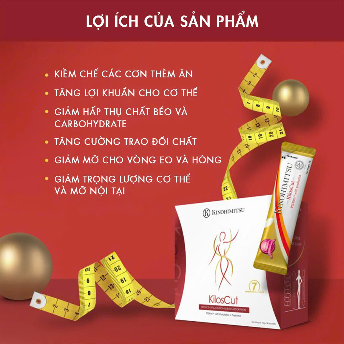 Bột uống Kinohimitsu Kiloscut chứa thành phần chất lượng 5 sao