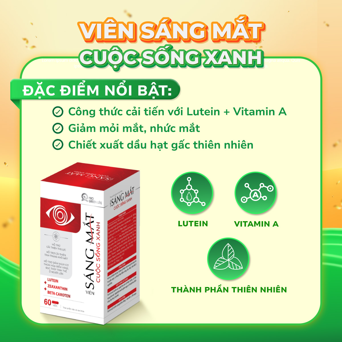 Thực phẩm bảo vệ sức khoẻ Viên Sáng Mắt Cuộc Sống Xanh (Hộp 60 viên)