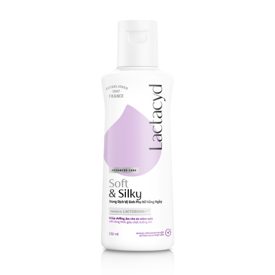 Dung dịch vệ sinh phụ nữ Lactacyd Soft & Silky bảo vệ dịu nhẹ, giảm khô, ngứa (150ml)