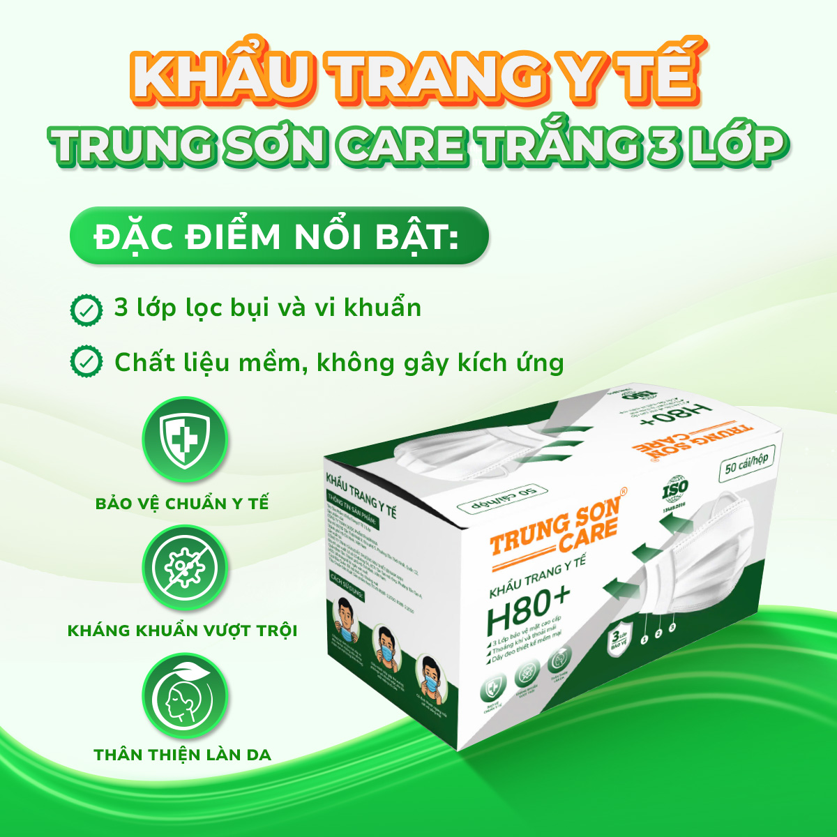 Khẩu Trang Y Tế Trung Sơn Care (Hộp 50 cái)