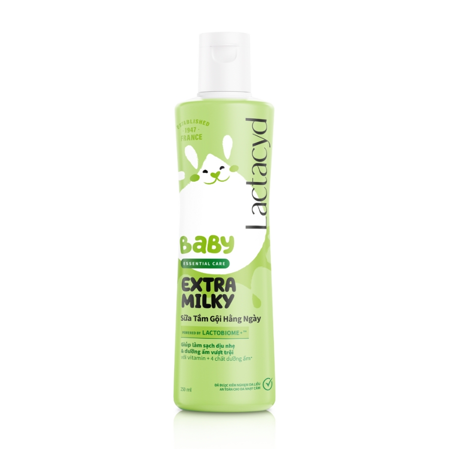 Sữa tắm gội hằng ngày Body & Hair Wash Lactacyd Baby Extra Milky làm sạch dịu nhẹ & dưỡng ẩm vượt trội (250ml)