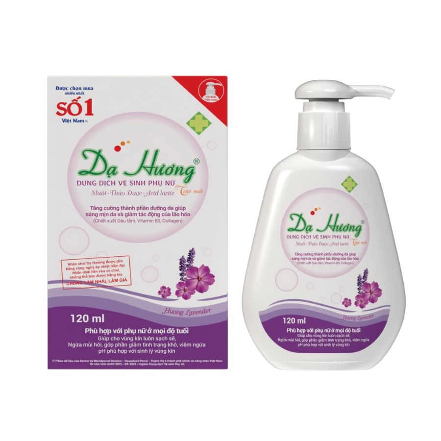 Dung dịch vệ sinh phụ nữ Dạ Hương Lavender Hoa Linh làm sạch, khử mùi vùng kín (120ml)