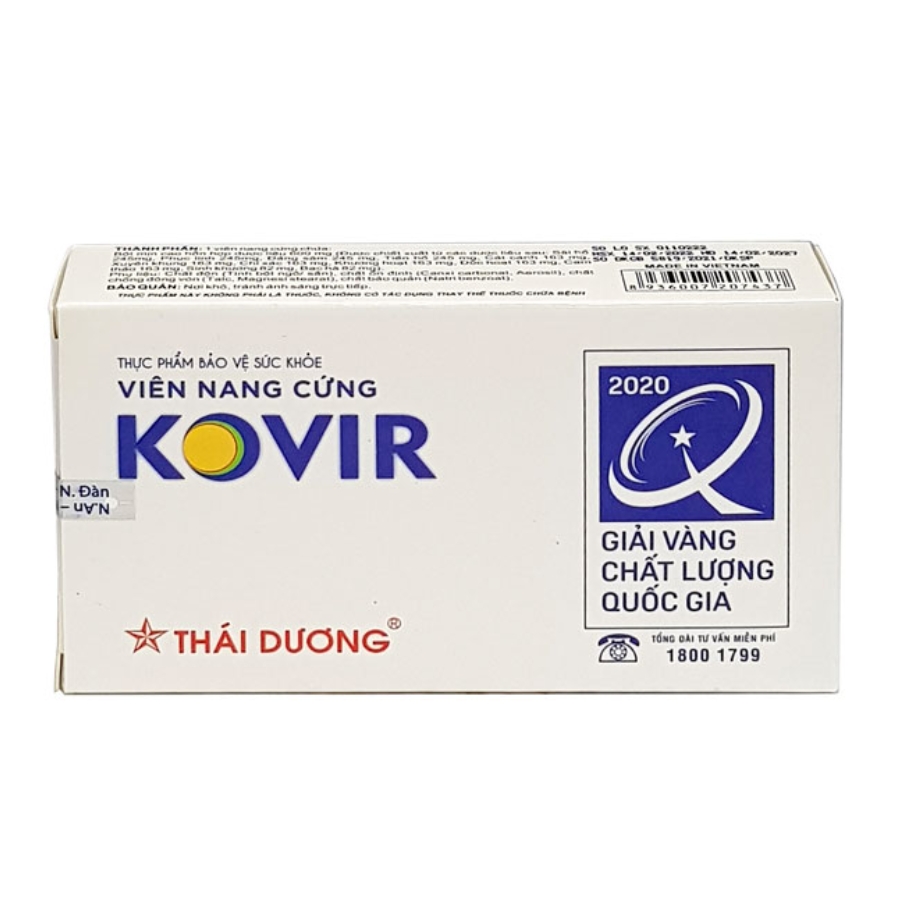 Viên uống Kovir Thái Dương bổ sung kháng thể, tăng cường sức đề kháng (3 vỉ x 15 viên)