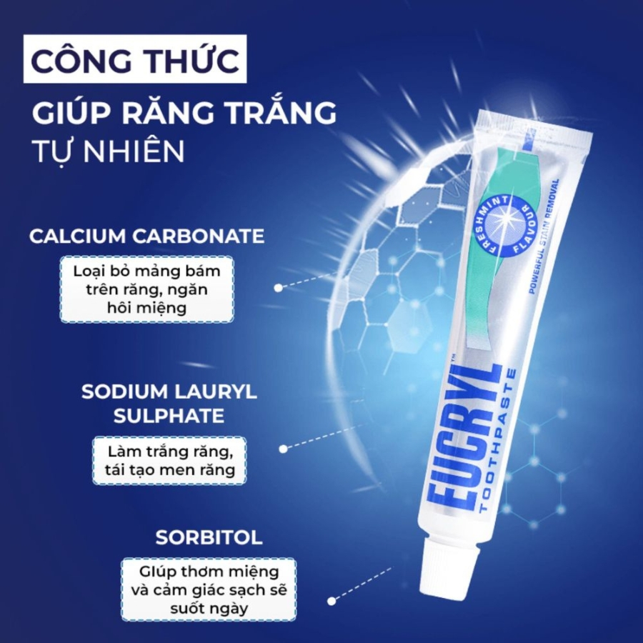 Kem đánh răng Eucryl Toothpaste Freshmint hương bạc hà làm trắng răng tự nhiên