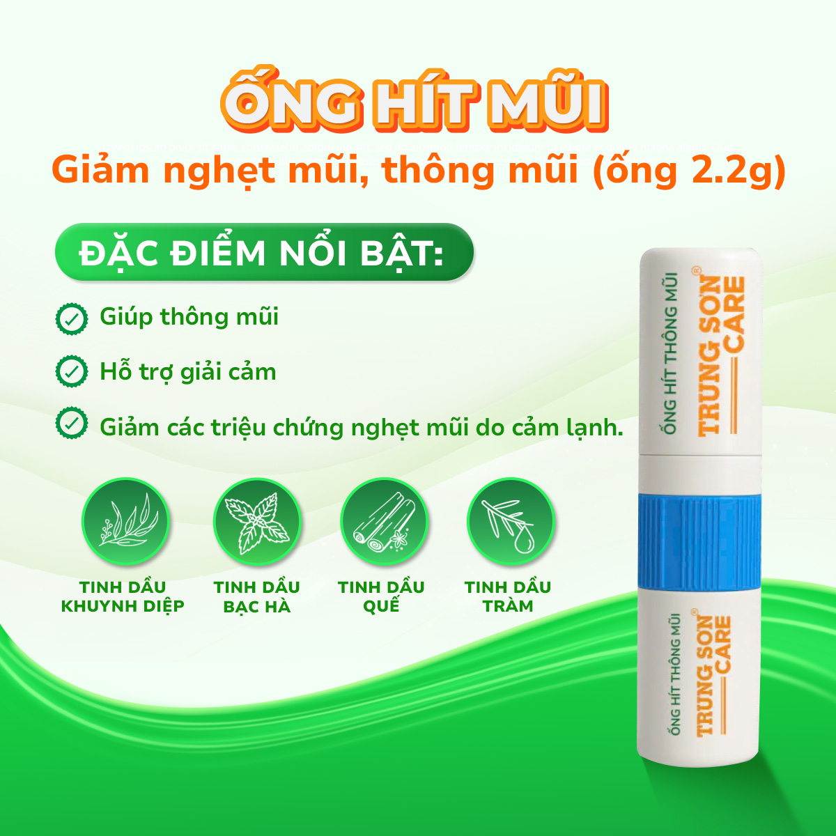 Ống hít thông mũi Trung Sơn Care (Hộp 1.4g)