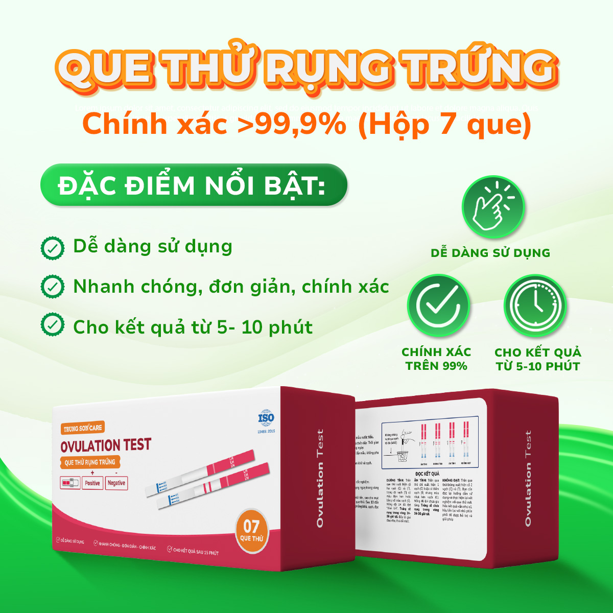 Que thử rụng trứng Trung Son Care (Hộp 07 que)