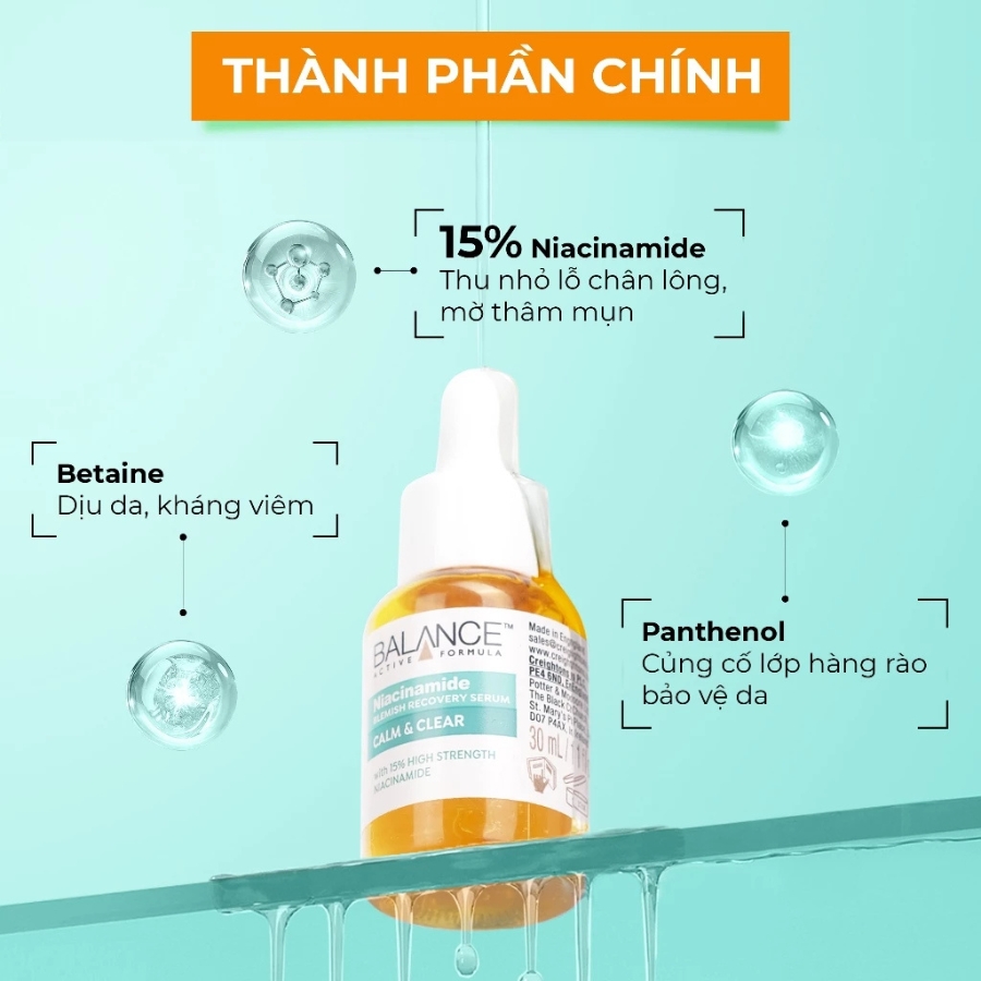 Serum Ngừa Mụn Mờ Thâm Balance chứa thành phần Niacinamide