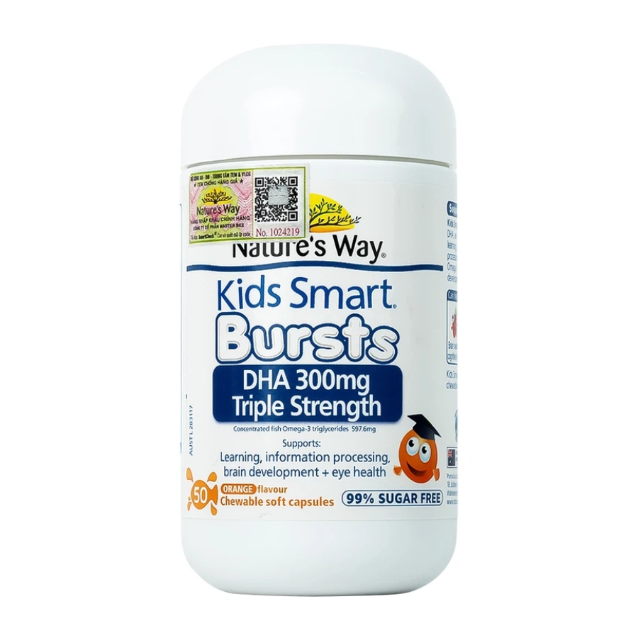 Nature's Way Kids Smart DHA 300mg Triple Strengt - Hỗ trợ phát triển trí não và tăng cường thị lực cho trẻ (50 viên)