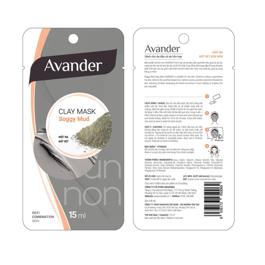 Mặt nạ đất sét Bùn non Avander 15ml