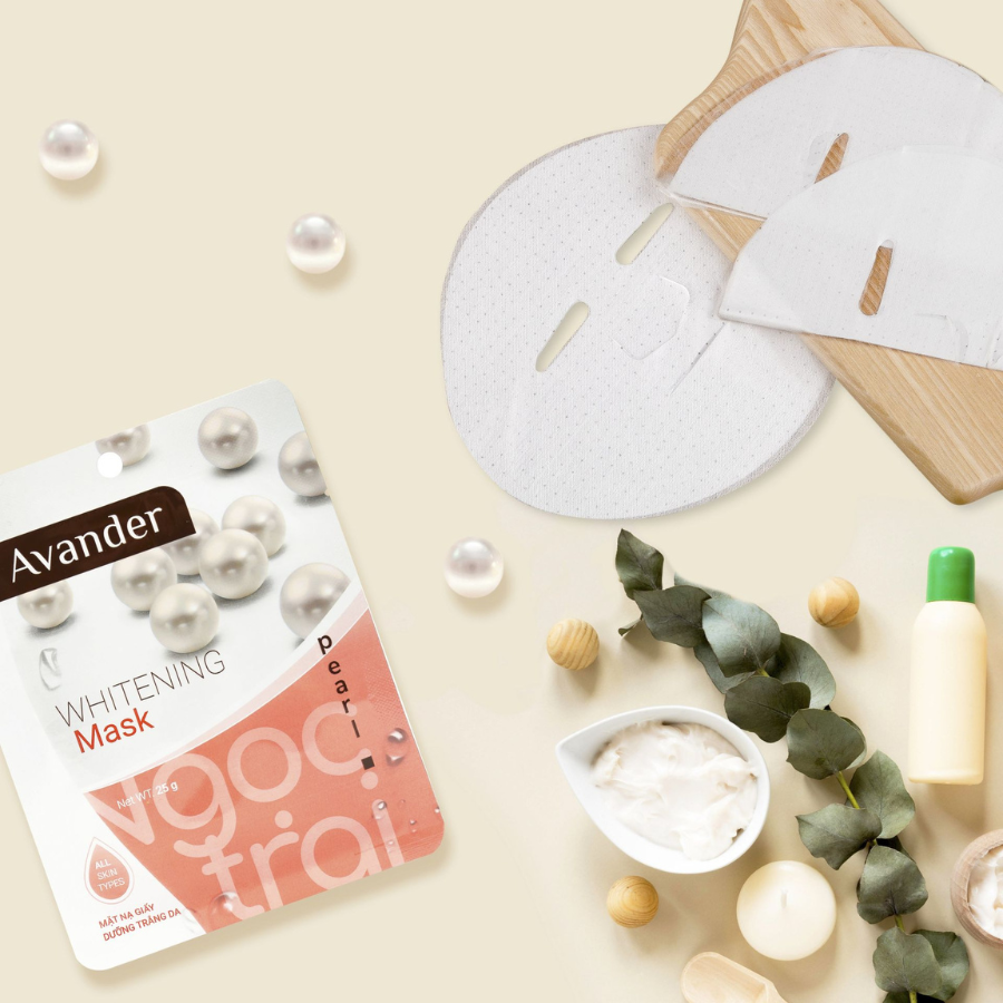 Mặt nạ giấy dưỡng trắng da tinh chất Ngọc trai Avander 25g