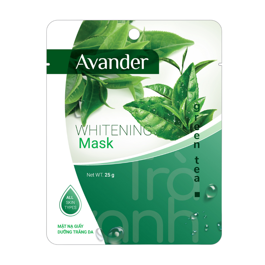 Mặt nạ giấy dưỡng trắng da tinh chất Trà xanh Avander 25gMặt nạ giấy dưỡng trắng da tinh chất Trà xanh Avander 25g