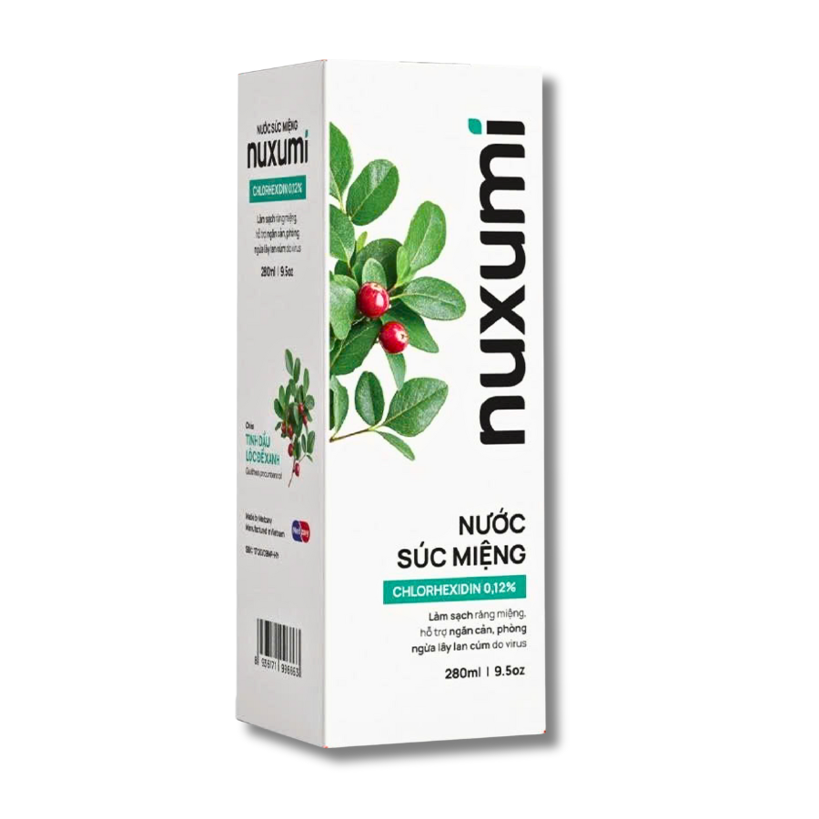 Nước súc miệng Nuxumi 0.12% Chlorhexidin (Chai 280ml)