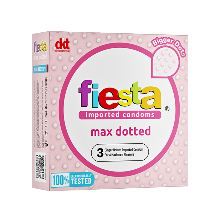 Bao Cao Su Fiesta Max Dotted (53mm) – Gai Siêu Lớn (Hộp 3 Cái)