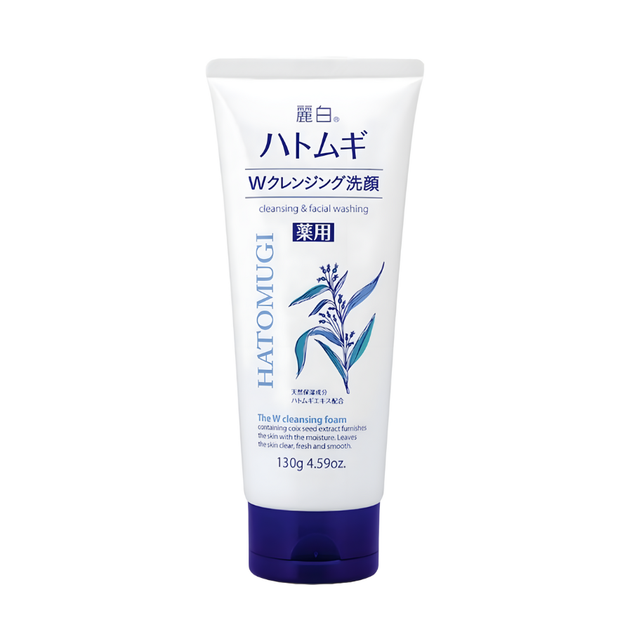 Sữa rửa mặt Hatomugi The W Cleansing Foam chiết xuất Ý Dĩ giúp sạch sâu và hỗ trợ sáng da (130g)