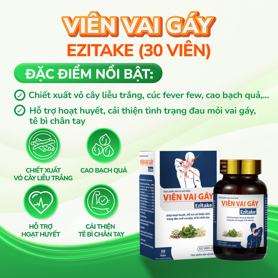 Viên vai gáy EziTake hỗ trợ cải thiện đau mỏi vai gáy, tê bì chân tay (30 viên)