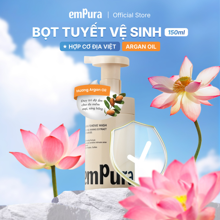Bọt Tuyết Vệ Sinh Phụ Nữ emPura Foaming Femenie Wash hương Argan Oil 150ml 