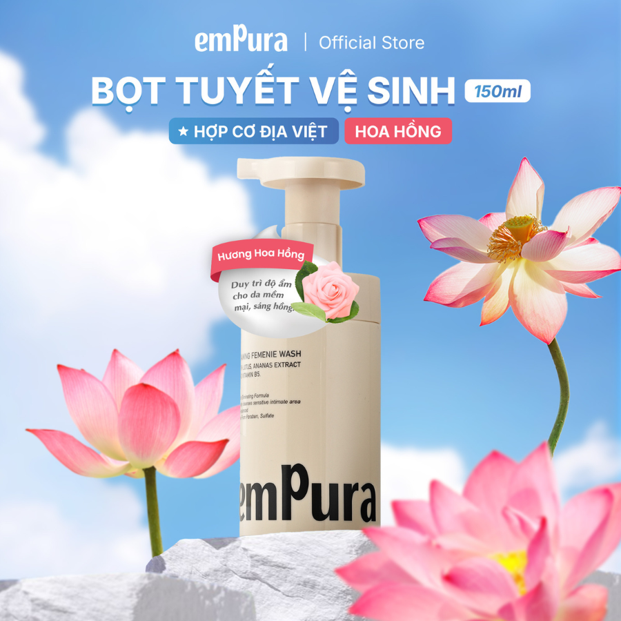Bọt Tuyết Vệ Sinh Phụ Nữ emPura Foaming Femenie Wash hoa hồng 150ml 