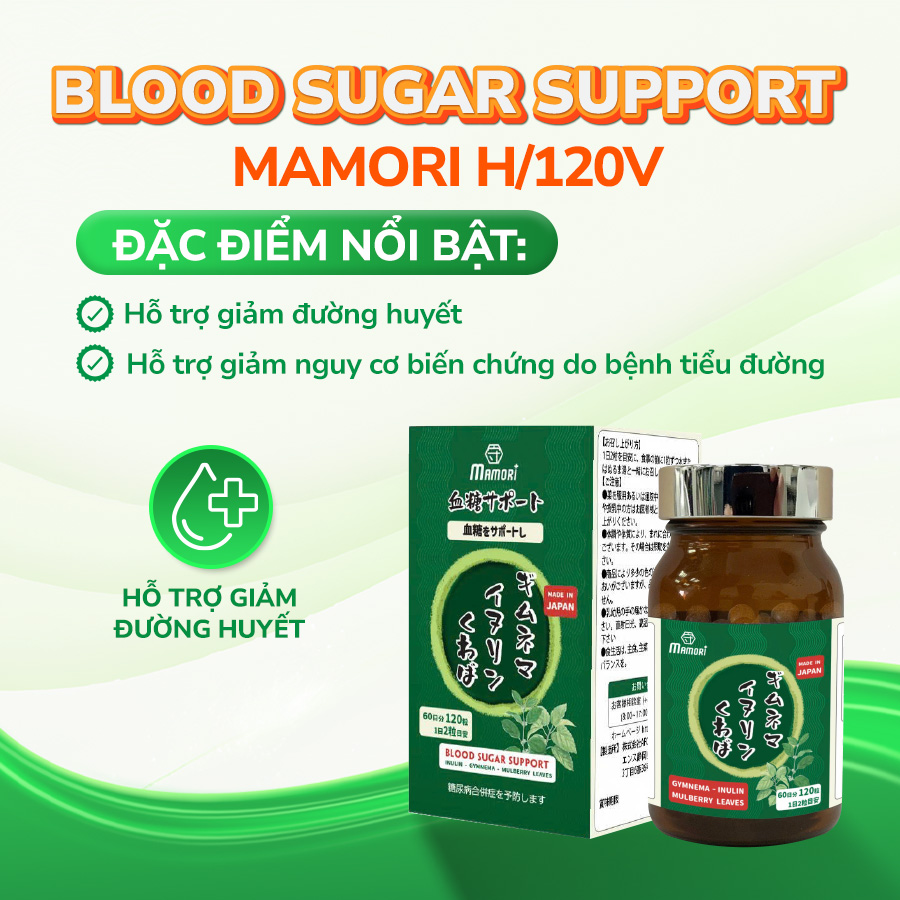 Viên uống Blood Sugar Support Mamori hỗ trợ giảm đường huyết (Hộp 120 viên)