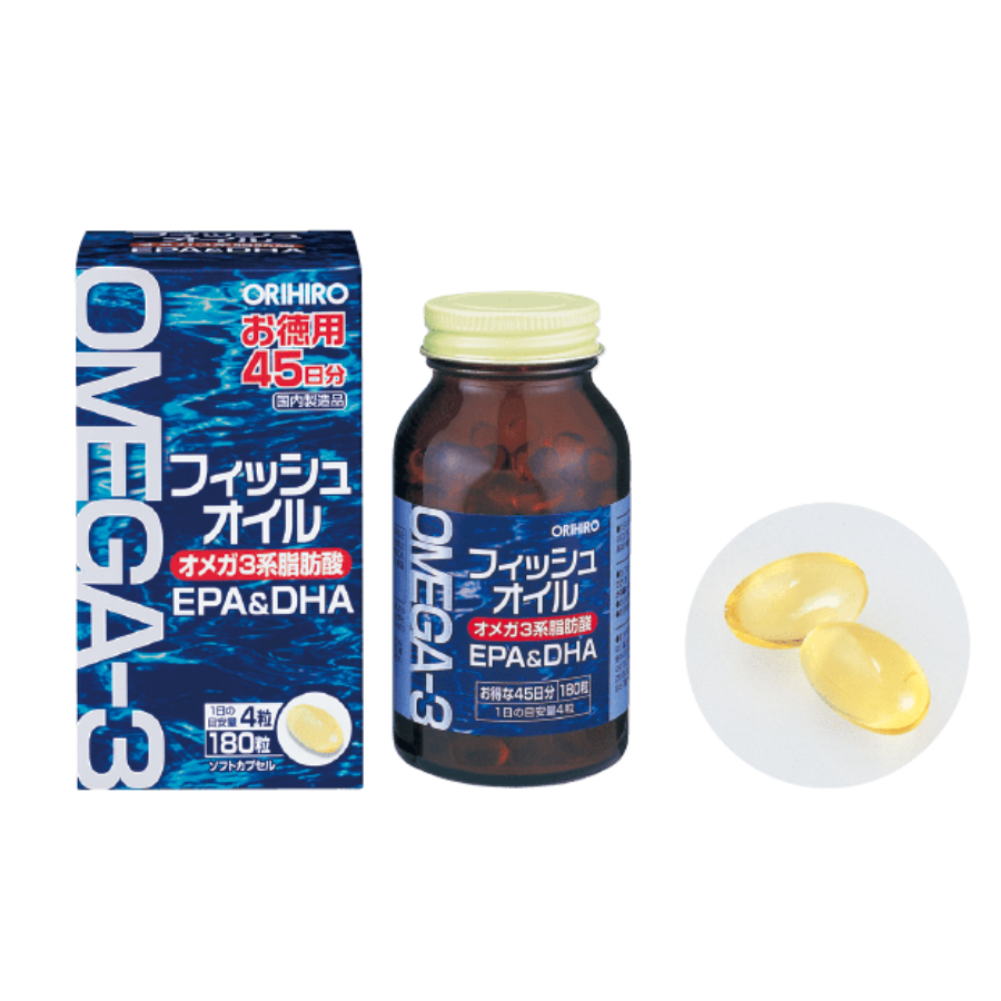 Thực phẩm bảo vệ sức khỏe Orihiro Fish Oil -  Hỗ trợ tốt cho não bộ và thị lực (180 viên)